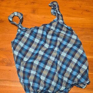 OP Blue Plaid Cotton Top